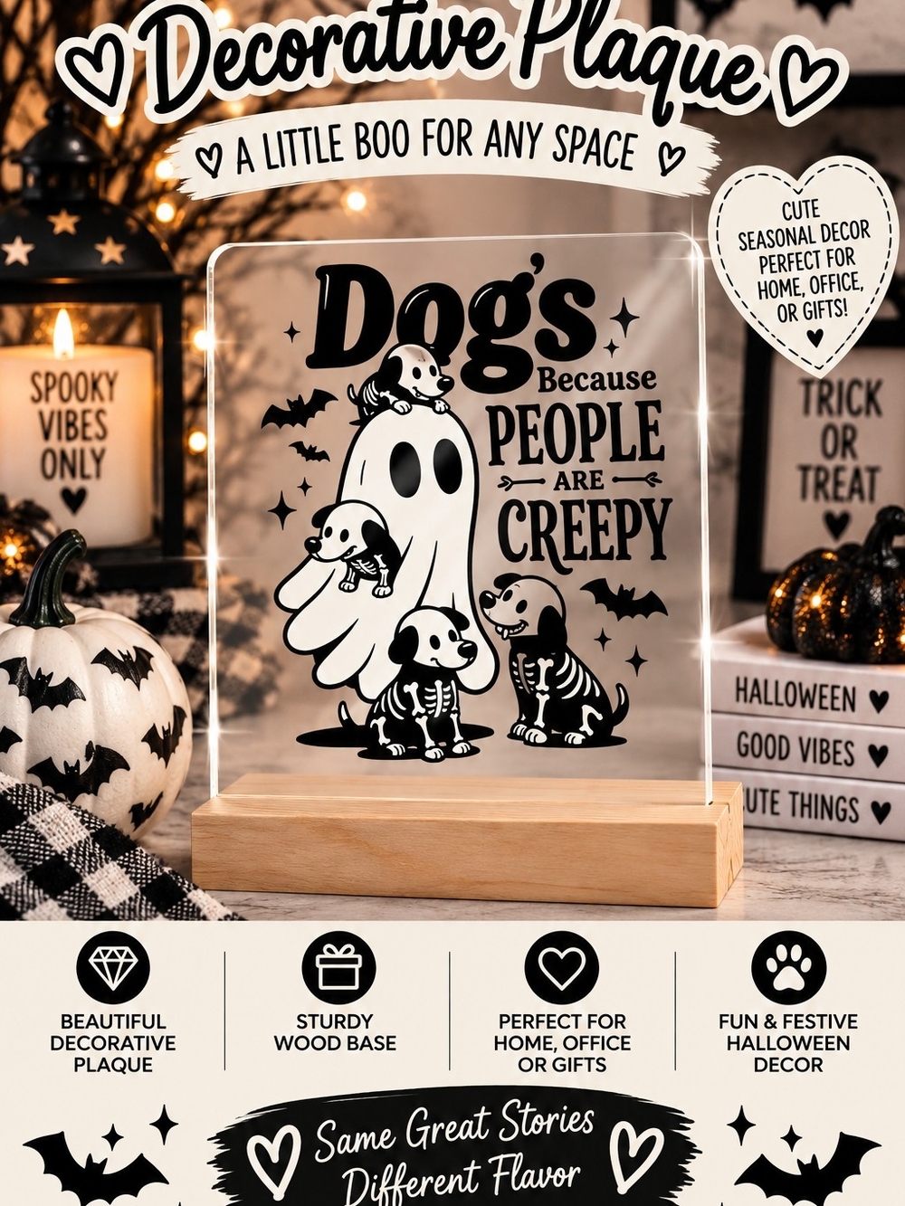 Funny Halloween Ghosts And Dogs People Are Ceeepy Plaque!!